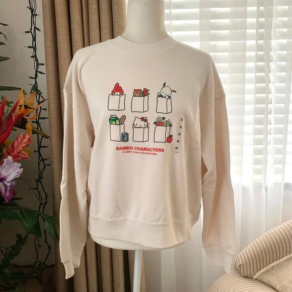Uniqlo Sanrio Characters Supermarket Grocery Sweatshirt in Off White - Picture 5 of 12
